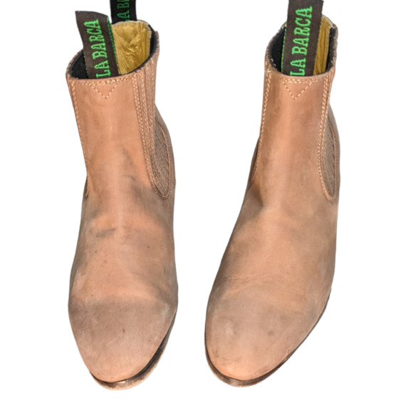 La Barca Nubuck Leather Ankle Boots Pull On Tan sz 27/10 - Picture 5 of 10